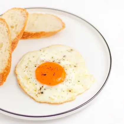 Fried egg and toast on a plate