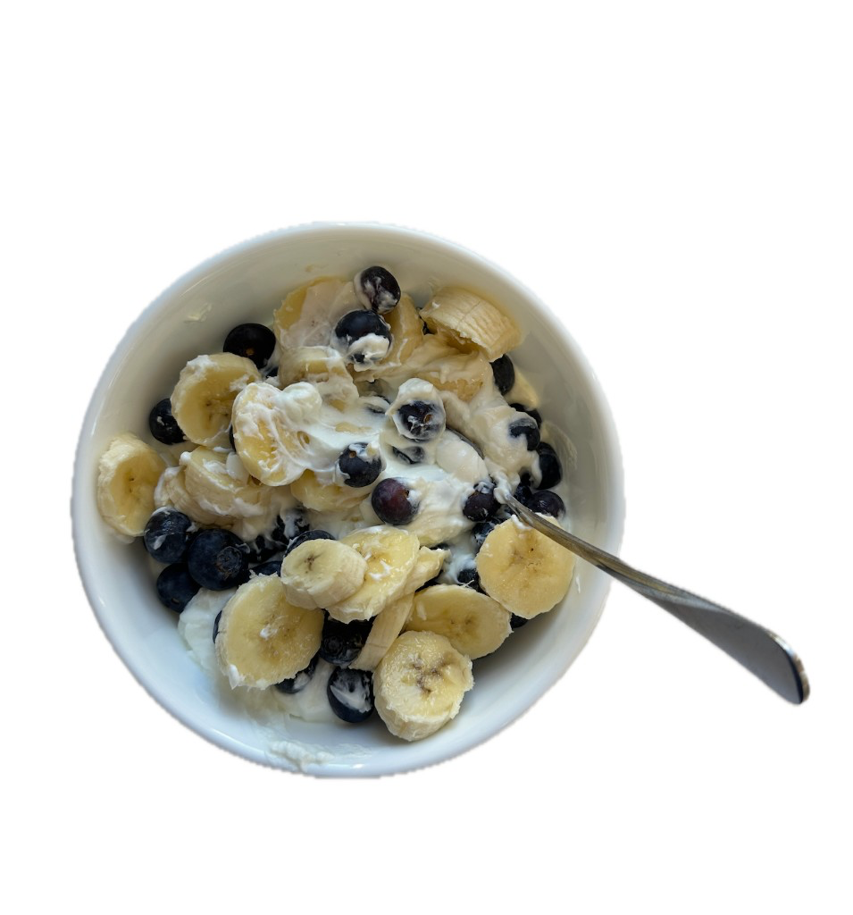 Greek yogurt with banana and blueberries