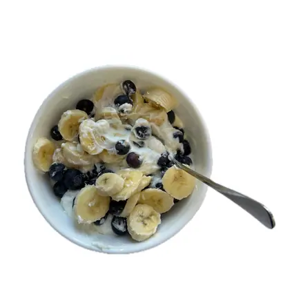 Greek yogurt with banana and blueberries